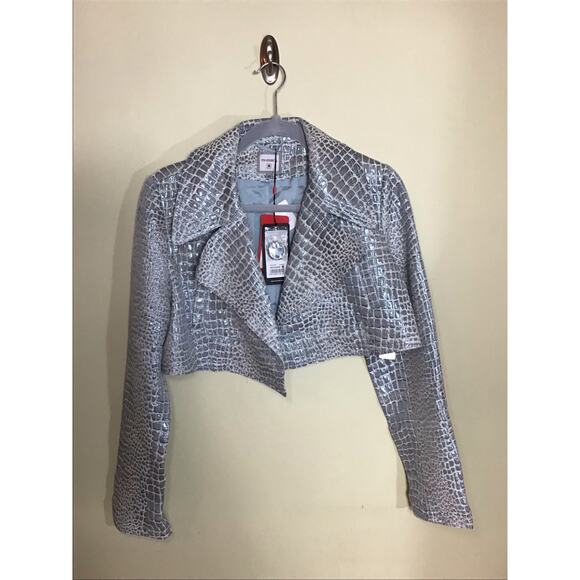 Monnari Cropped Brocade Bolero Evening Jacket Sz.40 Silver Glam Luxury Boho chic - Picture 3 of 12